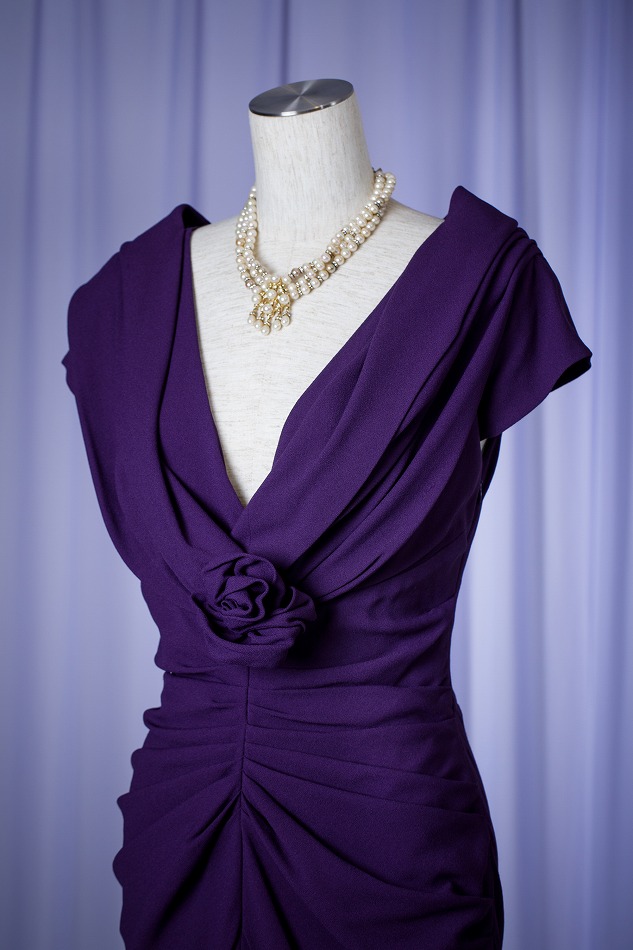 Christian Dior クリスチャン ディオール パープルポイントローズドレス（V） | 結婚式･パーティードレスレンタルなら【ドレスティーク】