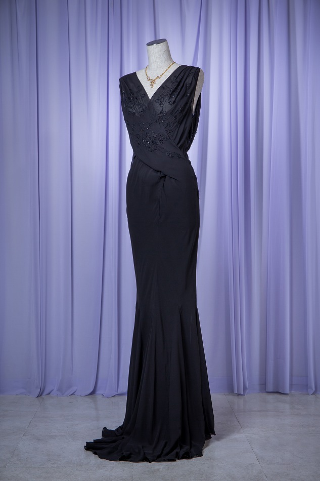 Christian Dior クリスチャン ディオール ブラックビーズロングドレス