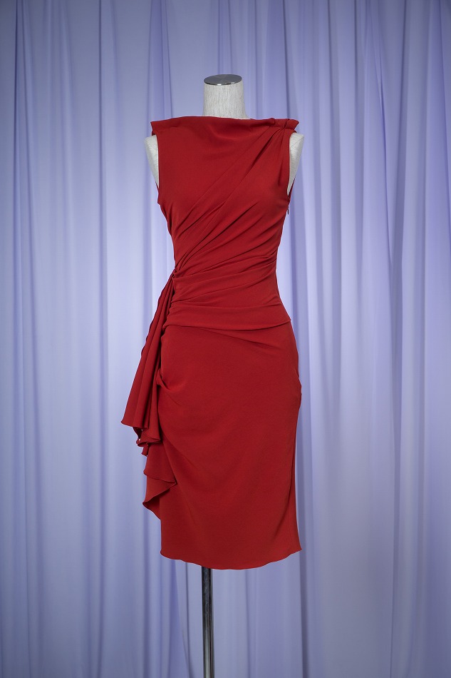 LANVIN PARIS ランバン ワンピース ドレス 赤 高級 結婚式 ひざ丈ワンピース 豪華で新しい