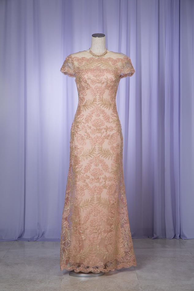 TADASHI SHOJI タダシショージ YOKEレースピンクロングドレス | 結婚式 ...