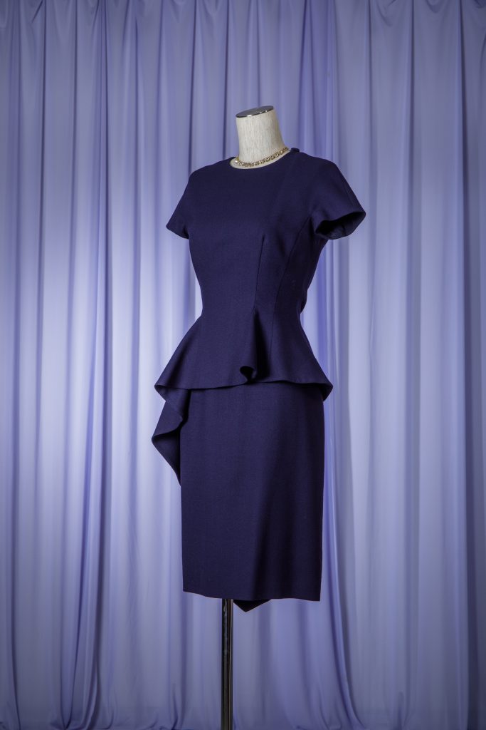 Christian Dior クリスチャンディオール ネイビーペプラムドレス