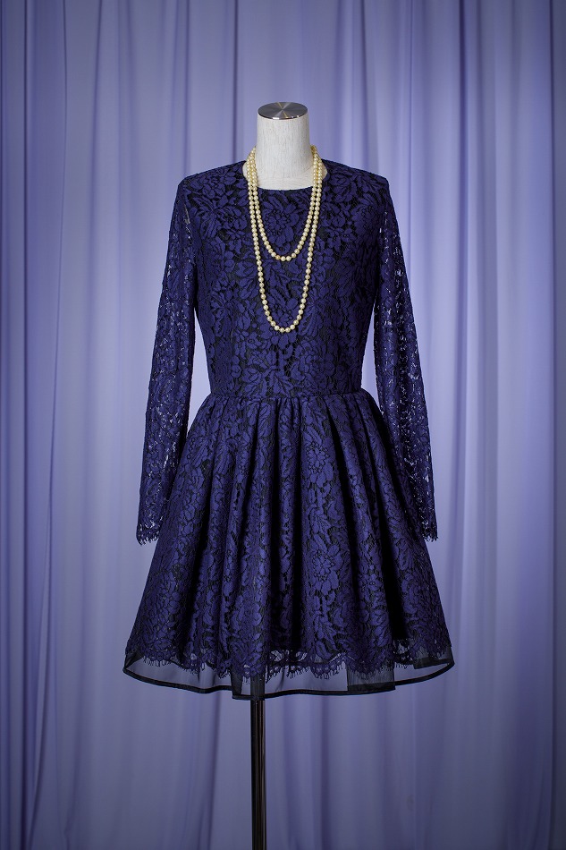 Msgm エムエスジーエム ネイビーレースドレス 長袖 結婚式 パーティードレスレンタルなら ドレスティーク