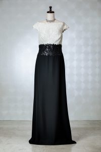 TADASHISHOJI バイカラースパンコール（ブラック）ロングドレス