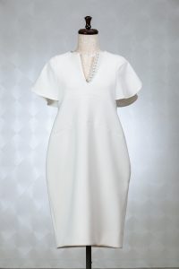 YOKOCHAN ヨーコチャン　半袖パール（ホワイト）ドレス