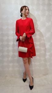 VALENTINO ヴァレンチノ 赤フリルドレス