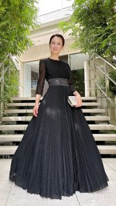 Mac Duggal マクドゥガル ブラックプリーツロングドレス