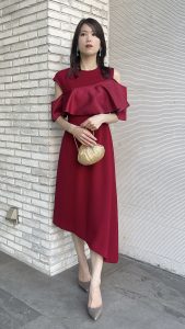 PEELSLOWLY　ピールスローリー　レッドオープンショルダードレス