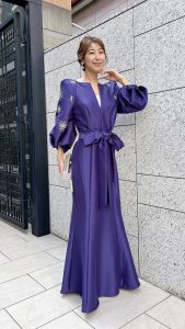 BADGLEY MISCHKA バッジェリーミシュカ パープルファイユロングドレス