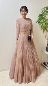Mac Duggal マクドゥガル ピンクプリーツロングドレス