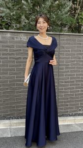 THEIA セイア ネイビーサテンドレス