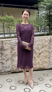 DOLCE&GABBANA ドルチェ&ガッバーナ パープルレース長袖ドレス