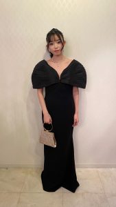 ZAC POSEN ブラックタフタパネルロングドレス