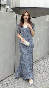 Xscape エスケープ シルバーロングドレス